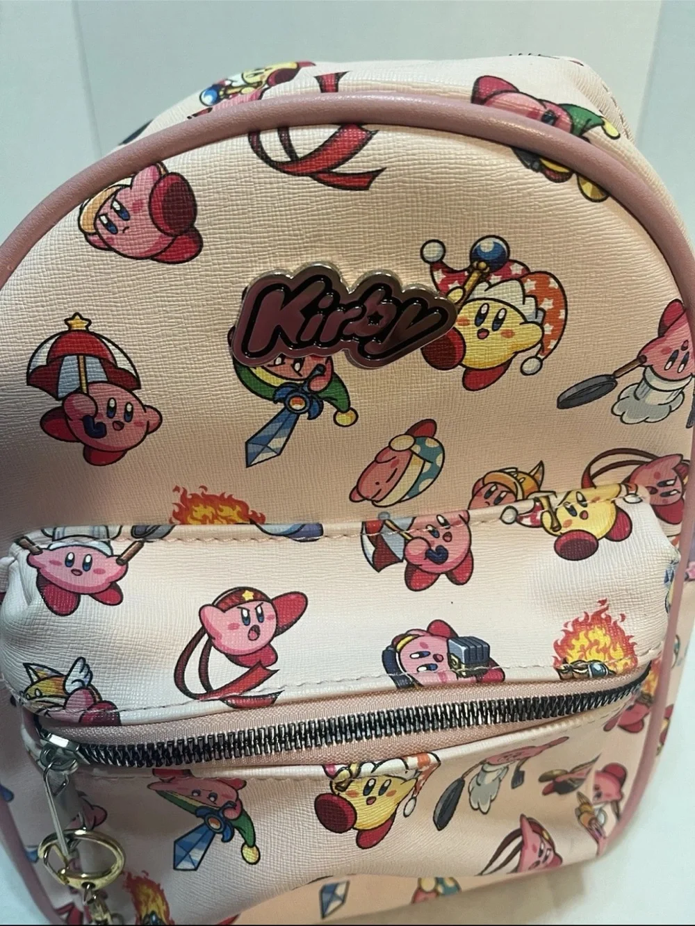 Nintendo Pink Kirby Pattern Kids Backpack with Star Charm